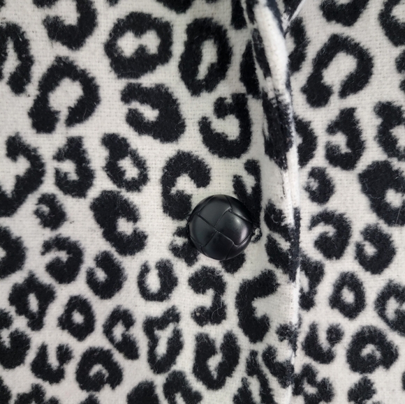 Rachel Zoe Black/White Leopard Print Long Coat One Button With Pockets Size M. - Picture 2 of 6
